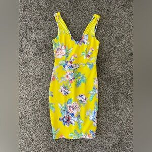 Yellow floral bodycon dress